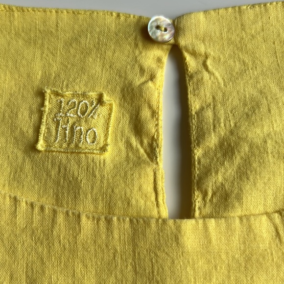 PALLADIUM MODA Yellow Linen and cotton dress by italian design 120%lino - Picture 8 of 10